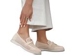 Mocassino Donna Openwork Slip On Shoes Loafers Alisa Beige Size 40