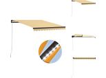 Vidaxl Tenda Da Sole Manuale A Scomparsa Con Led 300X250 Cm Giallo E Bianco - Tende Da Sole