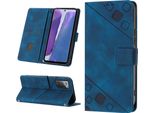 Custodia Per Samsung Galaxy Note 20 In Rilievo Custodia A Portafoglio In Pelle Flip Con Funzione Stand Blu