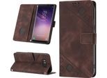 Custodia Per Samsung Galaxy S8 In Rilievo Custodia A Portafoglio In Pelle Flip Con Funzione Stand Brown