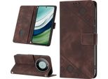 Custodia Per Huawei Mate 60 In Rilievo Custodia A Portafoglio In Pelle Flip Con Funzione Stand Marrone