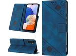 Custodia Per Samsung Galaxy A15 In Rilievo Custodia A Portafoglio In Pelle Flip Con Funzione Stand Blu