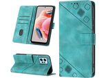 Custodia Per Xiaomi Redmi Note 12 4G Embossed Flip Leather Wallet Case Con Stand Verde