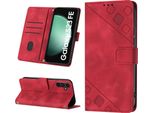 Custodia Per Samsung Galaxy S23 Fe In Rilievo Custodia A Portafoglio In Pelle Flip Con Funzione Stand Rosso