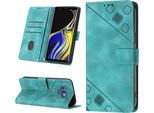 Custodia Per Samsung Galaxy Note 9 In Rilievo Custodia A Portafoglio In Pelle Flip Con Funzione Stand Verde