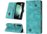 Custodia Per Samsung Galaxy S23 Fe In Rilievo Custodia A Portafoglio In Pelle Flip Con Funzione Stand Verde