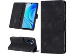Custodia Per Huawei Nova Y70 Plus In Rilievo Custodia A Portafoglio In Pelle Flip Con Funzione Stand Nero