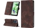 Custodia Per Xiaomi Poco X5 /Redmi Note 12 5G In Rilievo Custodia Portafoglio In Pelle Flip Con Funzione Stand Brown