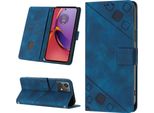 Custodia Per Motorola Moto G84 In Rilievo Custodia Portafoglio In Pelle Flip Con Funzione Stand Blu