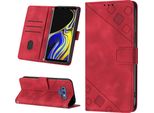 Custodia Per Samsung Galaxy Note 9 In Rilievo Custodia A Portafoglio In Pelle Flip Con Funzione Stand Rosso