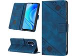 Custodia Per Huawei Nova Y70 Plus In Rilievo Custodia Portafoglio In Pelle Flip Con Funzione Stand Blu
