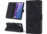 Custodia Per Samsung Galaxy Note 20 In Rilievo Custodia A Portafoglio In Pelle Flip Con Funzione Stand Nero