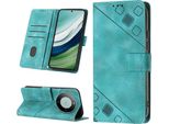 Custodia Per Huawei Mate 60 In Rilievo Custodia A Portafoglio In Pelle Flip Con Funzione Stand Verde