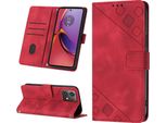 Custodia Per Motorola Moto G84 In Rilievo Custodia A Portafoglio In Pelle Flip Con Funzione Stand Rosso