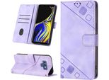 Custodia Per Samsung Galaxy Note 9 In Rilievo Custodia A Portafoglio In Pelle Flip Con Funzione Stand Viola