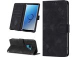 Custodia Per Samsung Galaxy S9 In Rilievo Custodia A Portafoglio In Pelle Flip Con Funzione Stand Nero