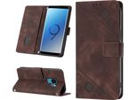 Custodia Per Samsung Galaxy S9 In Rilievo Custodia A Portafoglio In Pelle Flip Con Funzione Stand Brown