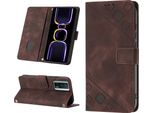 Custodia Per Xiaomi Poco F5 Pro /Redmi K60 /K60 Pro In Rilievo Custodia Portafoglio In Pelle Flip Con Funzione Stand Brown
