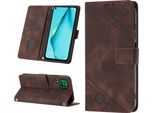 Custodia Per Huawei P40 Lite In Rilievo Custodia A Portafoglio In Pelle Flip Con Funzione Stand Marrone