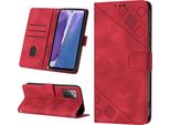 Custodia Per Samsung Galaxy Note 20 In Rilievo Custodia A Portafoglio In Pelle Flip Con Funzione Stand Rosso