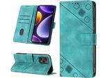 Custodia Per Xiaomi Poco F5 /Redmi Note 12 Turbo In Rilievo Custodia Portafoglio In Pelle Flip Con Funzione Stand Verde