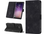 Custodia Per Samsung Galaxy S8 In Rilievo Custodia A Portafoglio In Pelle Flip Con Funzione Stand Nero