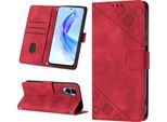 Custodia Per Honor 90 Lite In Rilievo Custodia A Portafoglio In Pelle Flip Con Funzione Stand Rosso