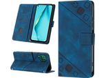 Custodia Per Huawei P40 Lite In Rilievo Custodia A Portafoglio In Pelle Flip Con Funzione Stand Blu