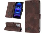 Custodia Per Xiaomi Redmi Note 12 Pro+ In Rilievo Custodia A Portafoglio In Pelle Flip Con Funzione Stand Brown