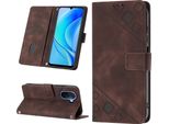 Custodia Per Huawei Nova Y70 Plus In Rilievo Custodia A Portafoglio In Pelle Flip Con Funzione Stand Brown