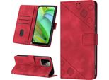 Custodia Per Motorola Moto G Power 2023 In Rilievo Custodia A Portafoglio In Pelle Flip Con Funzione Stand Rosso