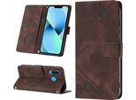Custodia Per Huawei P30 Lite In Rilievo Custodia A Portafoglio In Pelle Flip Con Funzione Stand Marrone