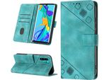 Custodia Per Huawei P30 Pro In Rilievo Custodia A Portafoglio In Pelle Flip Con Funzione Stand Verde