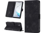 Custodia Per Samsung Galaxy Note 10+ In Rilievo Custodia A Portafoglio In Pelle Flip Con Funzione Stand Nero
