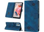 Custodia Per Xiaomi Redmi Note 12 4G In Rilievo Custodia A Portafoglio In Pelle Flip Con Funzione Stand Blu