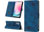 Custodia Per Samsung Galaxy A24 4G In Rilievo Custodia A Portafoglio In Pelle Flip Con Funzione Stand Blu