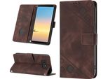 Custodia Per Samsung Galaxy Note 8 In Rilievo Custodia A Portafoglio In Pelle Flip Con Funzione Stand Marrone