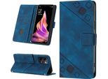 Custodia Per Oppo Reno9 /Reno9 Pro 5G In Rilievo Custodia Portafoglio In Pelle Flip Con Funzione Stand Blu