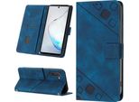 Custodia Per Samsung Galaxy Note 10 In Rilievo Custodia Portafoglio In Pelle Flip Con Funzione Stand Blu