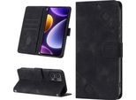 Custodia Per Xiaomi Poco F5 /Redmi Note 12 Turbo In Rilievo Custodia Portafoglio In Pelle Flip Con Funzione Stand Nero