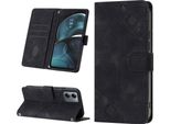 Custodia Per Motorola Moto G14 In Rilievo Custodia A Portafoglio In Pelle Flip Con Funzione Stand Nero