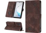 Custodia Per Samsung Galaxy Note 10 In Rilievo Custodia A Portafoglio In Pelle Flip Con Funzione Stand Marrone