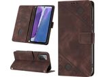 Custodia Per Samsung Galaxy Note 20 In Rilievo Custodia A Portafoglio In Pelle Flip Con Funzione Stand Brown