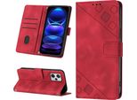 Custodia Per Xiaomi Redmi Note 12 Pro+ In Rilievo Custodia A Portafoglio In Pelle Flip Con Funzione Stand Rosso