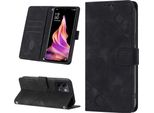Custodia Per Oppo Reno9 /Reno9 Pro 5G In Rilievo Custodia A Portafoglio In Pelle Flip Con Funzione Stand Nero