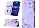 Custodia Per Xiaomi Redmi Note 12 Pro+ In Rilievo Custodia A Portafoglio In Pelle Flip Con Funzione Stand Viola