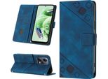 Custodia Per Xiaomi Poco X5 /Redmi Note 12 5G In Rilievo Custodia Portafoglio In Pelle Flip Con Funzione Stand Blu
