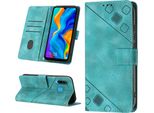 Custodia Per Huawei P30 Lite In Rilievo Custodia A Portafoglio In Pelle Flip Con Funzione Stand Verde