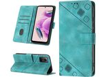 Custodia Per Xiaomi Redmi Note 12S In Rilievo Custodia Portafoglio In Pelle Flip Con Funzione Stand Verde