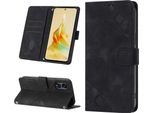 Custodia Per Oppo Reno8 T 5G /A1 Pro 5G In Rilievo Custodia A Portafoglio In Pelle Flip Con Funzione Stand Nero